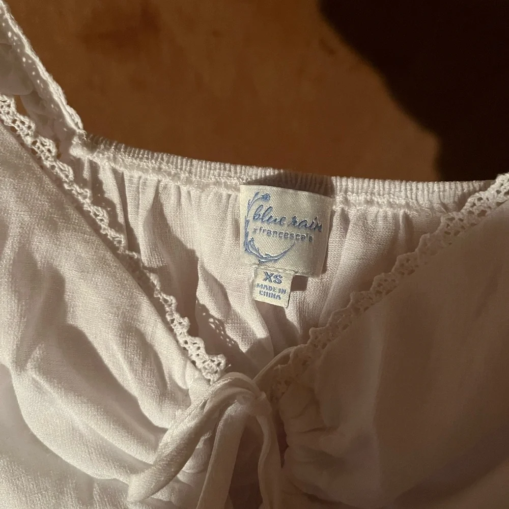 Blue Rain White Lace-Trimmed Top - Picture 3 of 4